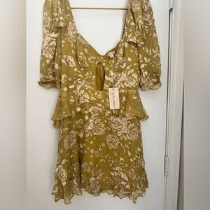 For Love & Lemons M Cosmo Burnout Tiered Ruffles  Mini Dress